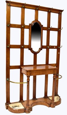 Lot 97 - A large Victorian golden oak hall stand, with...