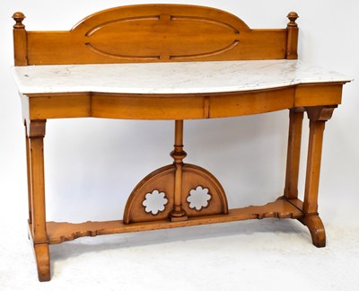 Lot 93 - A Victorian golden oak Gothic Revival marble...