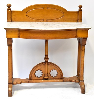 Lot 91 - A Victorian golden oak Gothic Revival marble...