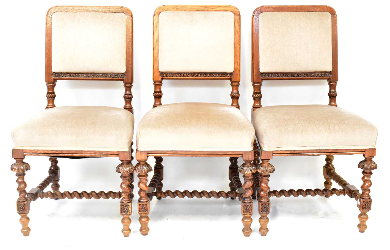 Lot 27 - A part set of five Victorian carved oak dining...
