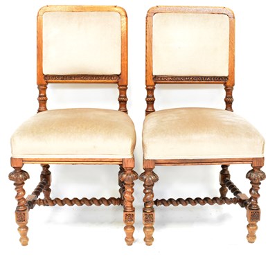 Lot 27 - A part set of five Victorian carved oak dining...
