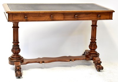 Lot 81 - A Victorian mahogany two-drawer library table,...