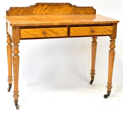 Lot 19 - A Victorian satin birch two-drawer side table,...
