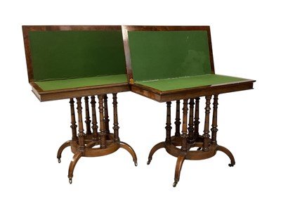 Lot 120 - A pair of Victorian Gothic revival walnut card...