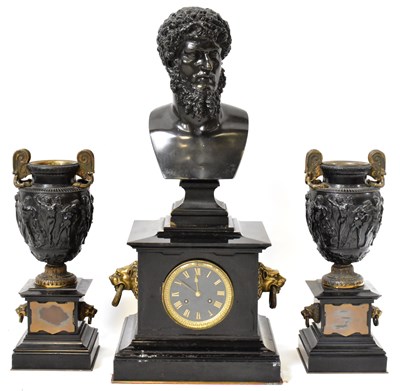 Lot 77 - An impressive Victorian slate and bronze clock...