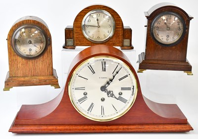Lot 75 - Four eight-day mantel clocks, to include two...