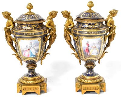 Lot 90 - A pair of 19th century Sevres style gilt...