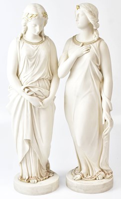 Lot 113 - COPELAND; a near pair of 19th century Parian...