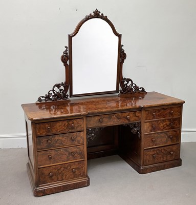 Lot 121 - A large Victorian figured walnut dressing...