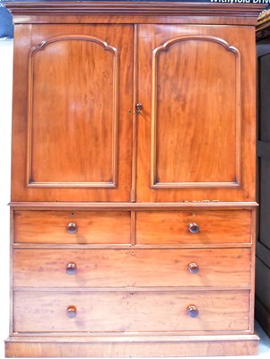 Lot 90 - A Victorian mahogany linen press, with two...