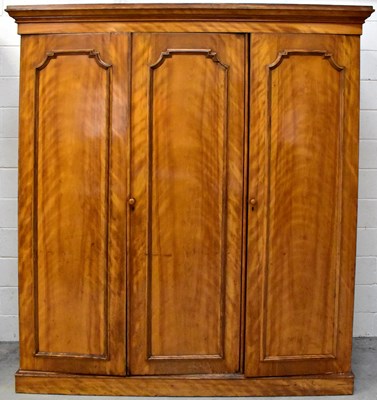 Lot 94 - A Victorian satin birch two-door wardrobe,...