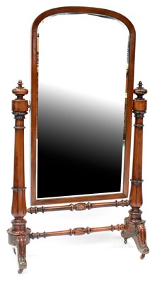 Lot 100 - A William IV carved mahogany cheval mirror,...