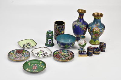 Lot 1187 - A collection of cloisonné including two vases,...