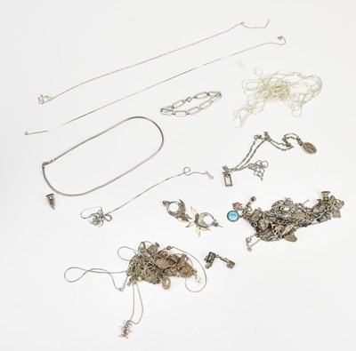 Lot 666 - A mixed collection of silver and white metal...