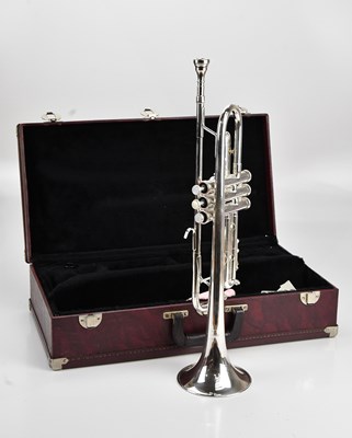 Lot 2190 - A silver plated 'Doc' 100B trumpet, cased.