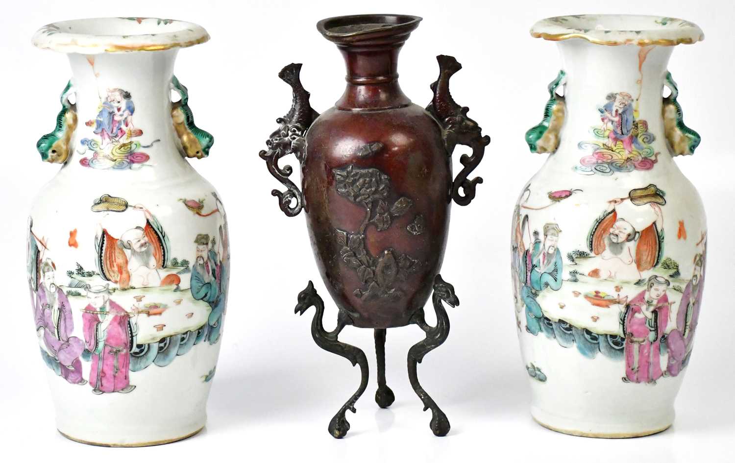 Lot 259 - A pair of 19th century Chinese Famille Rose...