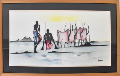 Lot 476 - DICK MULIIKA (Ugandan, born 1972); watercolour...