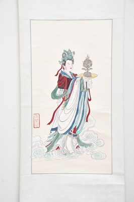 Lot 1192 - A modern Chinese watercolour depicting 'Bixia...