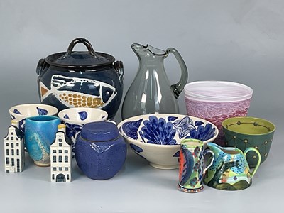 Lot 200 - A quantity of studio pottery including lidded...