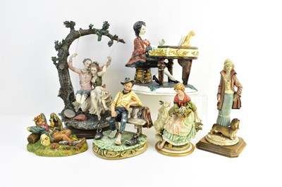 Lot 146 - Six Italian Capodimonte-style figures and...