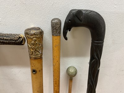 Lot 6 - Two walking sticks comprising an ebony hard...