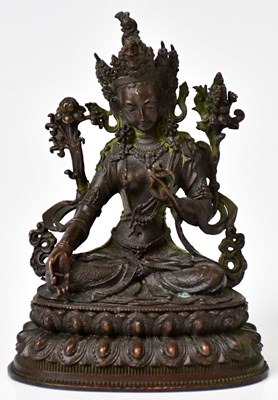 Lot 268 - A Tibetan Buddhism bronze statue of green Tara...