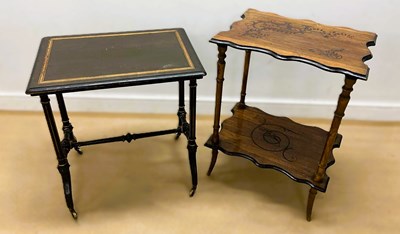 Lot 744 - A mahogany side table with lower tier,...