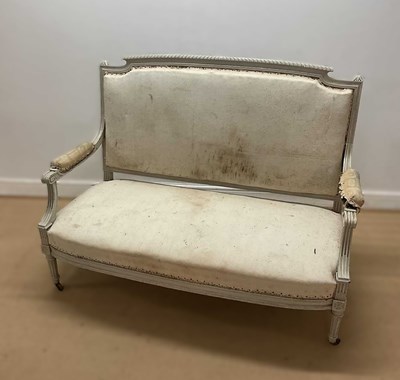 Lot 745 - A 19th century painted twin seat chair, fitted...