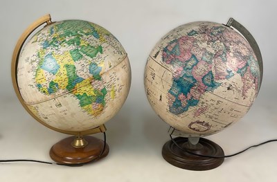 Lot 39 - Two late 20th century world globes mounted in...