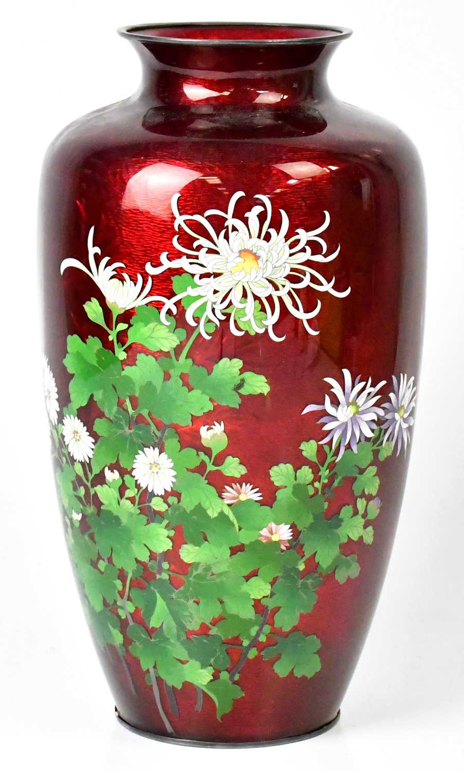 Lot 232 - A 20th century Japanese red ground cloisonné...