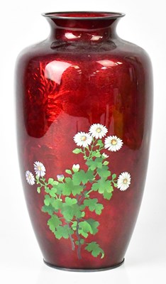 Lot 232 - A 20th century Japanese red ground cloisonné...