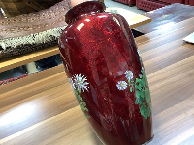 Lot 232 - A 20th century Japanese red ground cloisonné...