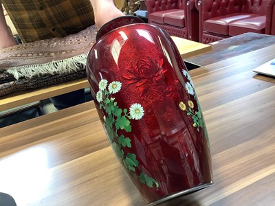 Lot 232 - A 20th century Japanese red ground cloisonné...