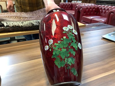 Lot 232 - A 20th century Japanese red ground cloisonné...
