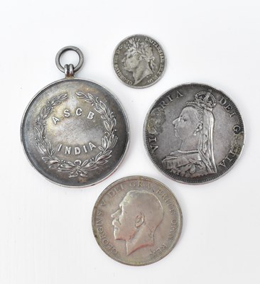 Lot 568 - A Queen Victoria 1887 silver double florin, a...