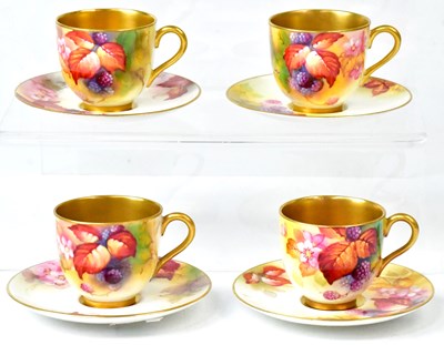 Lot 206 - ROYAL WORCESTER; a set of four hand-painted...