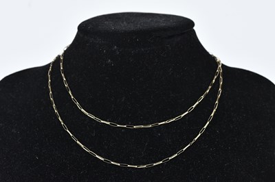 Lot 327 - A 9ct yellow gold box link necklace, length...