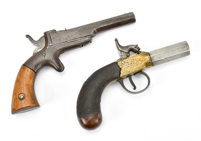 Lot 1123 - A 19th century percussion cap muff pistol and...