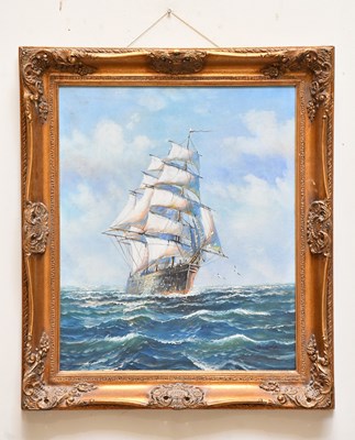 Lot 1098 - H N BRAST; oil on board, maritime scene,...