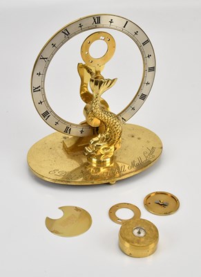 Lot 347 - B DENT & CO; a brass mystery clock with...