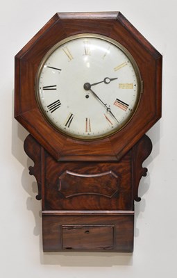 Lot 389 - A William IV mahogany cased drop dial wall...