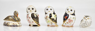 Lot 1252 - ROYAL CROWN DERBY; five animal form...