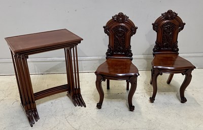 Lot 233 - A pair of Victorian carved mahogany hall...