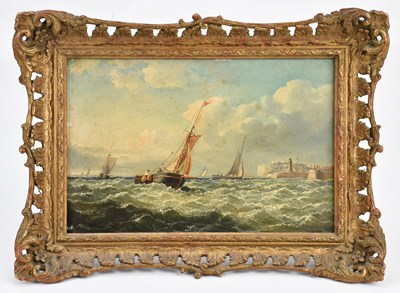 Lot 1090 - J WILSON (19th century); oil on mahogany panel,...