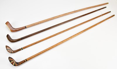 Lot 527 - Three late 19th century inlaid novelty walking...