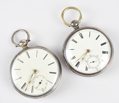 Lot 1069 - Two hallmarked silver key wind open faced...