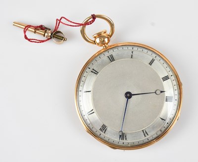 Lot 1005 - BREGUET; a fine 18ct yellow gold key wind open...