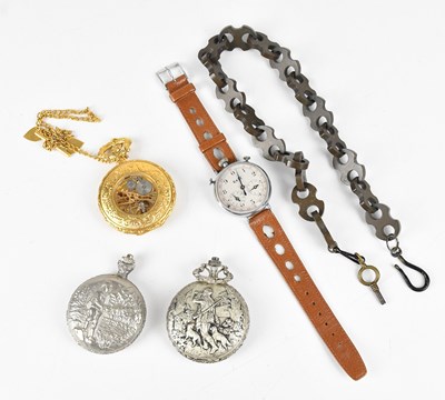 Lot 1082 - GOLF; a stainless steel vintage golf watch, on...