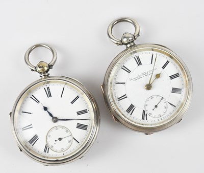 Lot 1053 - Two hallmarked silver key wind open faced...