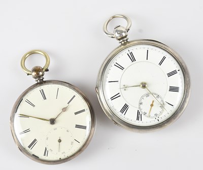 Lot 1057 - Two hallmarked silver key wind open faced...